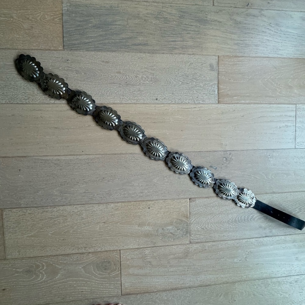 Vintage Stamped Silver Concho Belt